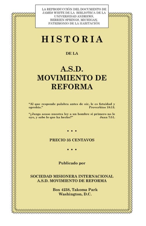 Historia de los Adventistas del Séptimo Día Movimiento de Reforma